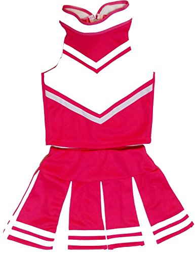 Total 2550 Big Girls' Women Cheerleader Costume Uniform Cheerleading Adult Dress Outfit Halloween Pink/White (XS/ 0-2)