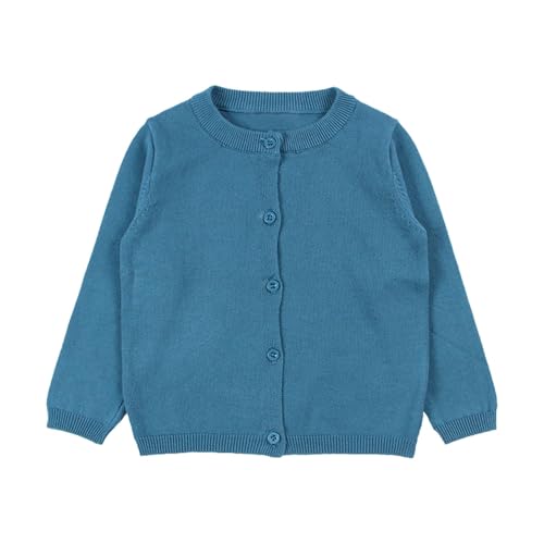 Girls Cardigan Long Sleeve Button Front Knit Sweater Kids School Uniforms Sweaters Soft Cute Chunky Outerwear Coat W/Pockets