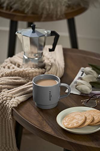 Lauchuh Stackable Coffee Mug Set With Rack - 15 Ounce For Coffee, Tea, Cocoa, Milk, Set Of 4, Father Day Gifts, Grey #TOP4