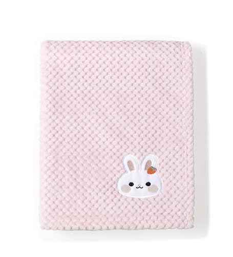 Image of CREVENT 30''X40'' Cute Cozy Fluffy Warm Baby Blanket for Girls Infants Toddlers' Bedding Crib Cot Stroller, Baby Shower Birthday Newborn's Gift Pink- Bunny