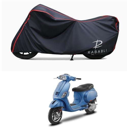 Image of Waterproof Bike Body Cover Compatible for | Vespa SXL 150 | Taffeta Fabric, Red Piping Design, Bottom Elastic Fit | Dustproof, Sun UV & Rain Protection for All Bikes