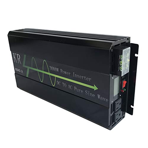 KRXNY 3000W 24V DC to 120V AC 60HZ Pure Sine Wave Solar Power Inverter Converter Off Grid with LCD Display