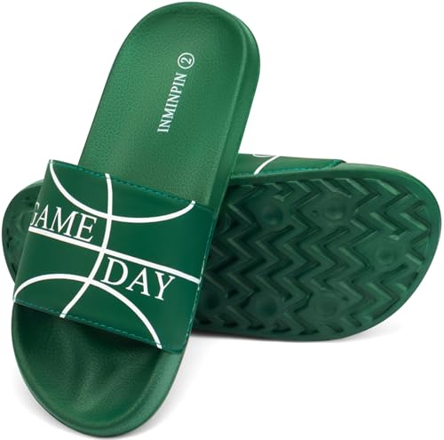 Image of INMINPIN Kids Boys Girls Ball Sprots Slides Sandals Ultra Comfortable Beach Pool Shower Shoes House Slide Indoor Outdoor for Sports Fan