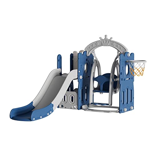 OSJ 滑り台 すべり台 ブランコ スイング 大型遊具 すべりだい 収納スペース スライダー 室内 遊具 キッズ キッズパーク 子供 バスケットゴール 誕生日プレゼント ブルー×グレー