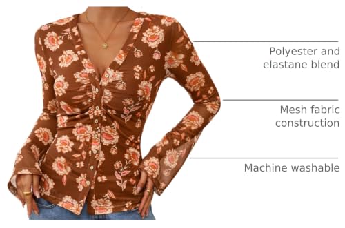 Button Down Shirts for Women Floral Boho Tops - image 4