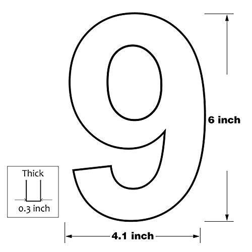 6 Inch Modern House Numbers- Premium Aluminum Floating Home Address Number With Exquisite Drawing Process, Silver, Number 9 #TOP1