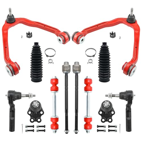 12pc RWD Front End Upper Control Arm Suspension Kit for 1999-2006 Chevy Silverado GMC Sierra 1500, Upgraded PU Bushings, Lower Ball Joints, Tie Rod Ends, Sway Bar Links & Boots