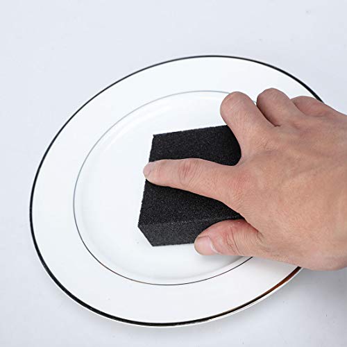 Image of uxcell 10pcs Scouring Pad Non-Scratch Scouring Sponge Scrub Pads 4 inch x 2.8 inch For Scouring Kitchen, Dishwashing, Black