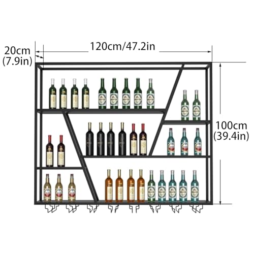 Soporte de vino colgante industrial 120x20x100 cm miniatura 2