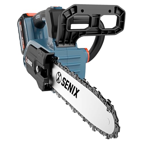 SENIX 20V 10" Electric Chainsaw, Cordless Battery Powered Top Handle Chainsaw, Brushless Chain Saw, Garden Tool for Trees, Pruning, Branch Cutting, Yard, Fathers Day Gift, Tool Only, CSX2-M1