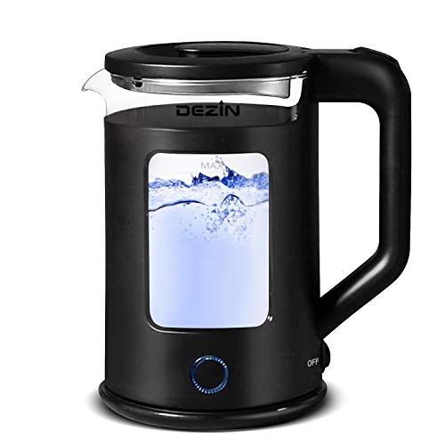 Dezin Electric Kettle, Window-Glass Double Wall Design Electric Tea Kettle, Bicolor LED