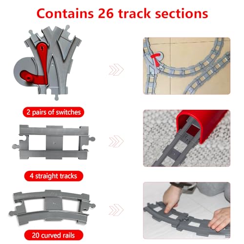 Train Track Train Rails, City Railway Rail Set, Consisting of Curved Rails, Straight Track, Change Track - Image 4