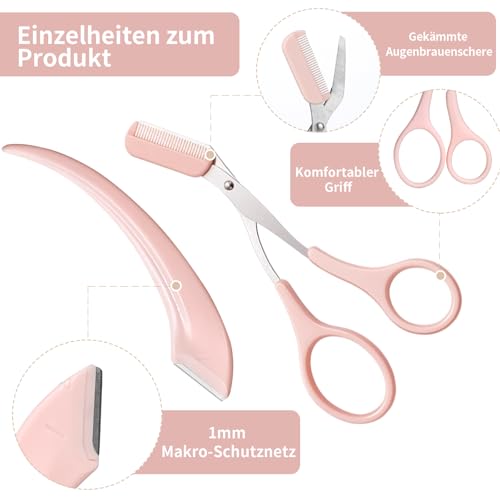MSQ Augenbrauen Schere Set 1 Stück Augenbrauenschere Trimmer +1 Stück Augenbrauenschere mit Kamm Professionelle Präzisionswerkzeug für Frauen und Männer