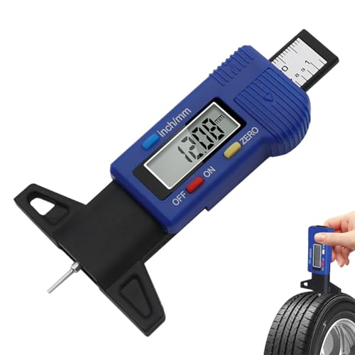 Enweibingshi Tyre Tread Depth Gauge, 0-25.4mm/Inch Digital Tire Tread Depth Checker with LCD Display, Portable Measuring Tool for Cars Trucks Motorcycles Vans
