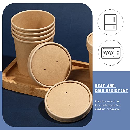 Image of Wuadua 50 Pack 16 oz Ice Cream Containers Paper Food Containers with Lids