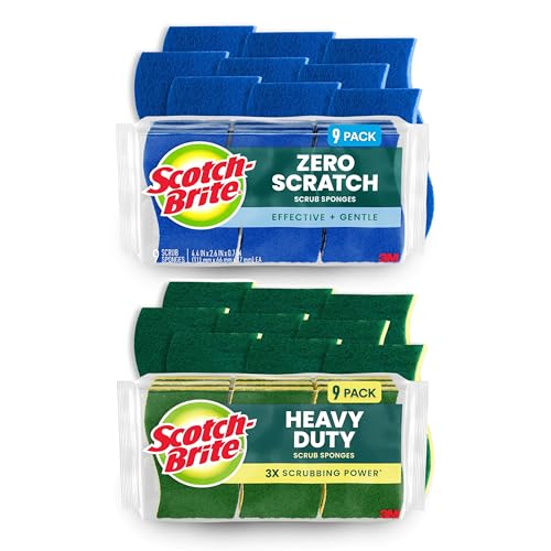 Image of Scotch-Brite Non-Scratch Scrub Sponges, 9 Count and Scotch-Brite Heavy Duty Scrub Sponges, 9 Count