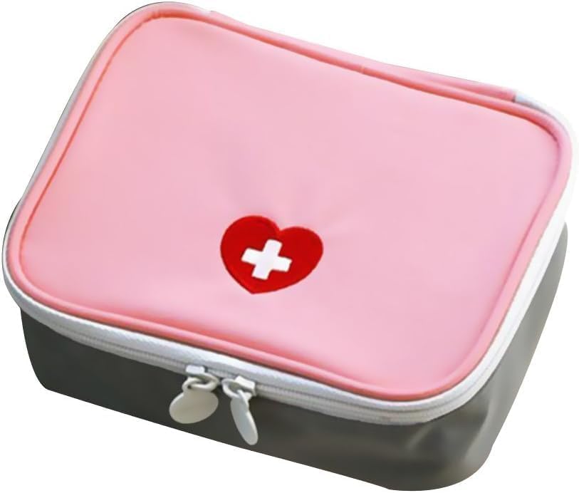Pink Portable First Aid Kit, Mini Emergency Medical Bag, Travel Size, for Car, Home, Office, Travel, Camping, Sports, Outdoor, School - Emergency First Aid Supplies and Survival Kit
