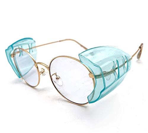 Safety Eye Glasses Side Shields,Slip On Clear Side Shields for Safety Glasses Fits Small to Medium Eyeglasses Frames 6 Pairs Blue