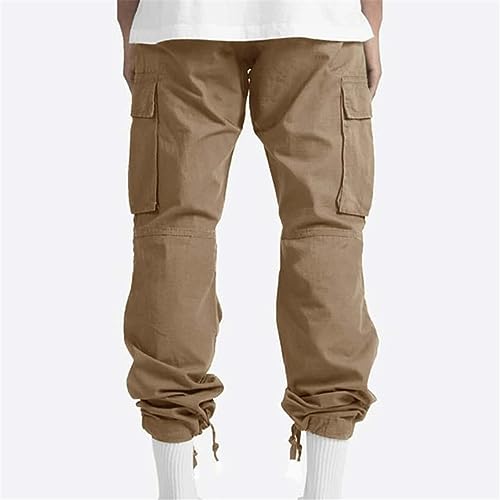 Hndudnff Men Cargo Pants Loose Trousers Multi Pocket Straight Joggers Solid Color Casual Pants2