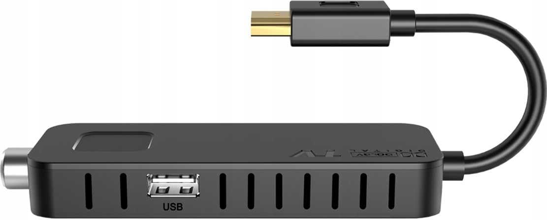 LTC Mini DVB-T2 HD Stick Receiver, H.265 HEVC Decoder, Full HD 1080p, 2-in-1 lernfähige Fernbedienung, PVR Aufnahme, USB, HDMI, Infrarot-Sensor, Schwarz