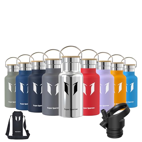 Borraccia Termica In Acciaio Inox Da 940 Ml Con Cannuccia E Manico – Motivo Floreale Nero Disegnato A Mano, Isolata, Senza BPA, Per Scuola E Palestra