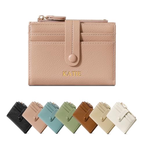 Small Wallet for Women, Personalized Gold Silver Initial Name Wallet with Card Slots, Small Compact Luxury Leather Pocket Wallet Ladies Mini Purse, Credit Card Holder with Zipper Coin Pocket, 8 Color