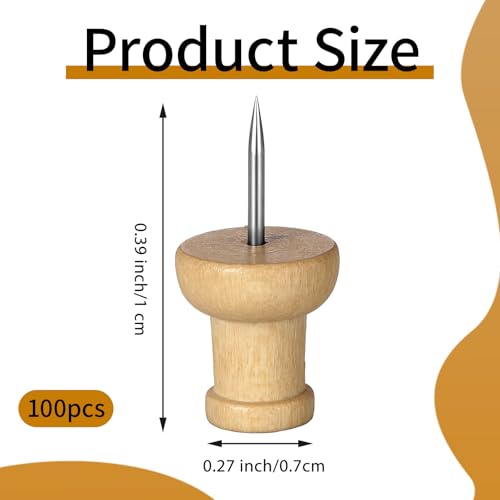 Ptwola 100 Stück Holz Reißzwecken Dekorative Reißzwecken aus Holz Pinnwand-Reißzwecken Zubehör Markierungsnadeln für Fotos Bilder Bastelprojekte Wandkarten Home-Office mit Aufbewahrungsbox