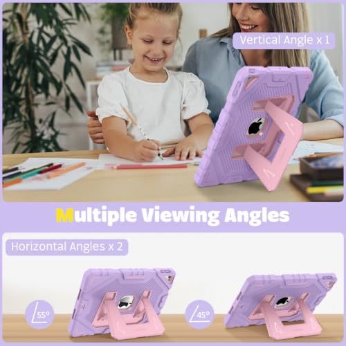 Image of Fintie Kid-Friendly Case for iPad 9th / 8th / 7th Generation 10.2 Inch | Fully-Body Rugged Heavy Duty Shockproof Cover, Portrait & Landscape Viewing, Built-in Kickstand, for Girls /Boys, Purple