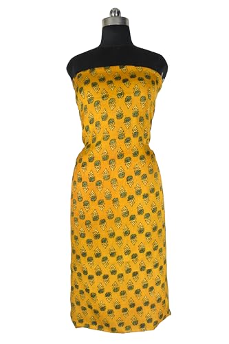 Image of Ethnics of Kutch Womens's Ajrakh Modal Silk Natural Dye Hand Block Print Unstitched Kurta Fabric