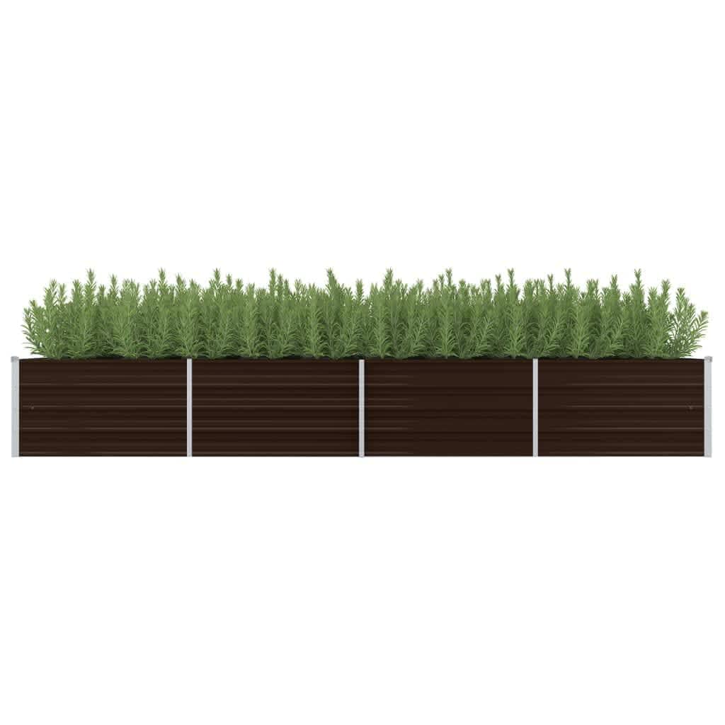 Bancal alto de jardín marrón 320 x 80 x 45 cm de acero galvanizado, bancal alto de metal para jardín, cama para plantas, cama de hierbas, caja de flores, decoración de entrada, balcón, terraza,