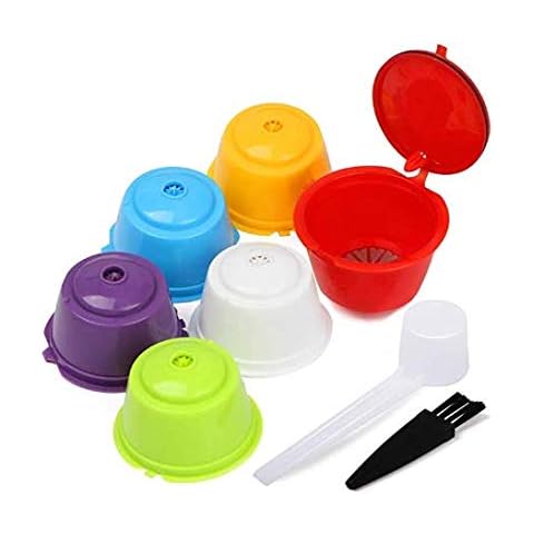 SUNASQ Reusable Coffee Pods, Colorful Reusable Coffee Filter, Eco-friendly Refillable Coffee Capsule Universal Coffee Compatible Cups For Dolce Gusto With Spoon & Brush Cover