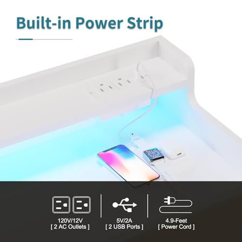 LUMTOK-8-Drawers-Dresser-with-Power-Outlets-Built-in-Power-Strips-LED-Strips-Fabric-Dressers-Drawers-for-Bedroom-Hallway-Nursery-Steel-Frame-Wood-Top-Easy-Pull-Handle-White LUMTOK 8 Drawers Dresser with Power Outlets Built in Power Strips LED Strips Fabric Dressers Drawers for Bedroom Hallway Nursery Steel Frame Wood Top Easy Pull Handle White
