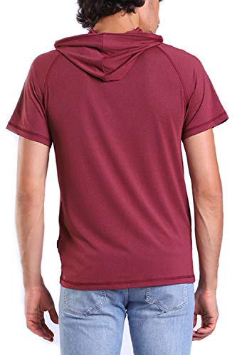 Facitisu Mens Quick Dry Mositure Wicking Athletic Performance T Shirt Hoodies Outdoor Activewear Hoodies (Burgundy, 3Xl) #TOP2