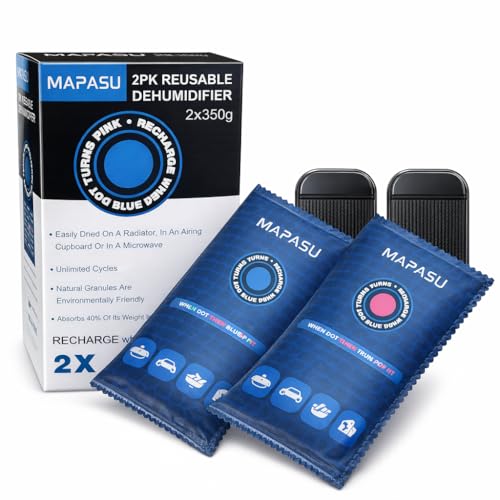 MAPASU Car Dehumidifier Bag 2 Pack Reusable Dehumidifier Bags 350g Moisture & Damp Absorber for Windscreens & Interior Microwave Rechargeable Dehumidifier for Cars Vans & Home