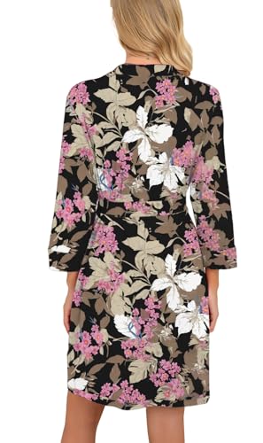 Image of PrinStory Womens Robe Lightweight Short Knit Bathrobe Soft Ladies Sleepwear with Pockets