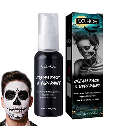 Tinta corporal preta – Kit de maquiagem para cosplay de Halloween | Pintura corporal facial de maqui