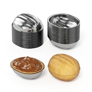 Lot 60 Oreshki Mold Oven Cookies Maker Oreshnitsa – Cookie Mold Oreshek Cake – Nut Cookie Shaped Molds – Mini Metal Mold Form Nuts for Sweet Russian Nuts Oreshki Molding for Baking (60)