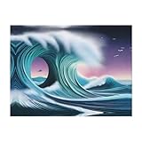 POEZJZW Manta de franela con patrón de tsunami, ligera y cómoda, ultrasuave, cálida, de microforro polar, para cama, sofá, sala de estar, 60 x 50 pulgadas