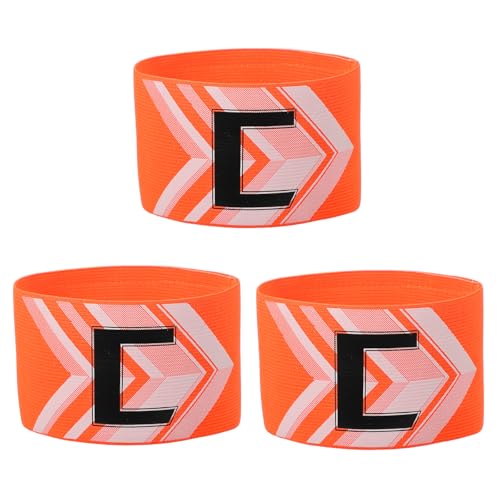 YELARXI Soccer Captain, Soccer Captain Armbands Elastic Adjustable Leader Armband Team Sport Protective Arm Badge Band for Adult Youth Football Volleyball Team Training (3 Pack, Orange)