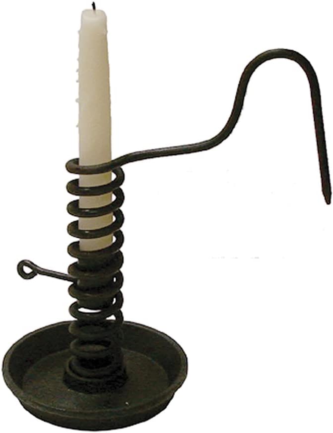 Wrought Iron Spiral Courting Candle Holder- Antique Vintage Reproduction, Black, 10Hx5W
