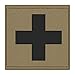 Cross Medic Patch - Black on Tan Backing - 2 x 2 Square