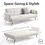 OAT Home Hayle 3 Seater Sofa Bed Modern Upholstered Click Clack Natural/Charcoal Grey (Natural) - Image 2