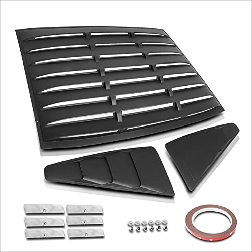 Rear + Side Window Louver Sun Shade Cover Compatible With 05-14 Ford Mustang Coupe (Black) #TOP1