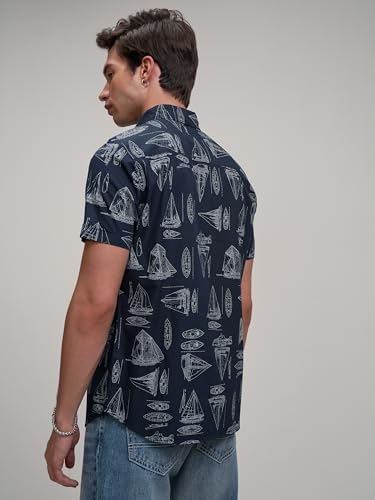 Image of Highlander Men's's Slim Fit Printed Casual Shirt | A Stylish & Relaxed Essential Casual Outings and Weekend Wear IButton Closure