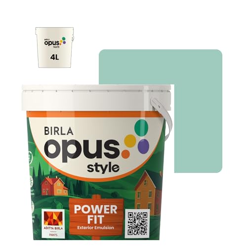 Image of Birla Opus Style Power Fit Exterior Emulsion Paint (4L, Bobbing Boats, Matte Finish) | Superior Whiteness & Brightness, Excellent Finish, Low VOC | 2 Yr Warranty | For Exterior, Outdoor Walls