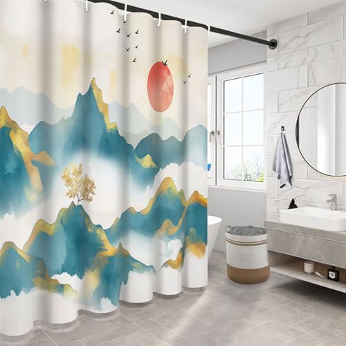 Rideau de douche 240x200 cm imperméable bleu clair - 4