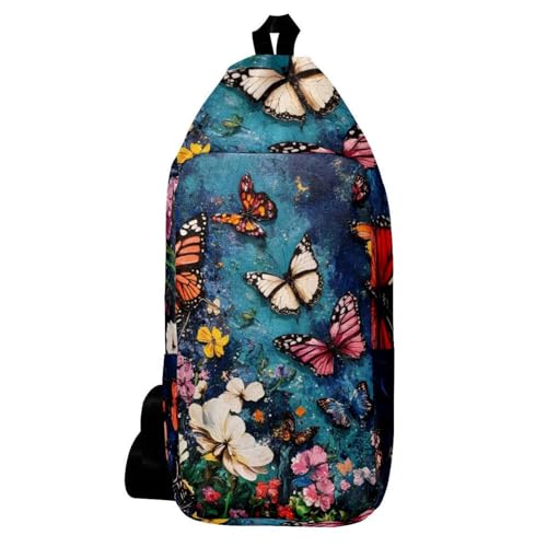 Sac à dos à bandoulière léger pour voyage et randonnée fleurie