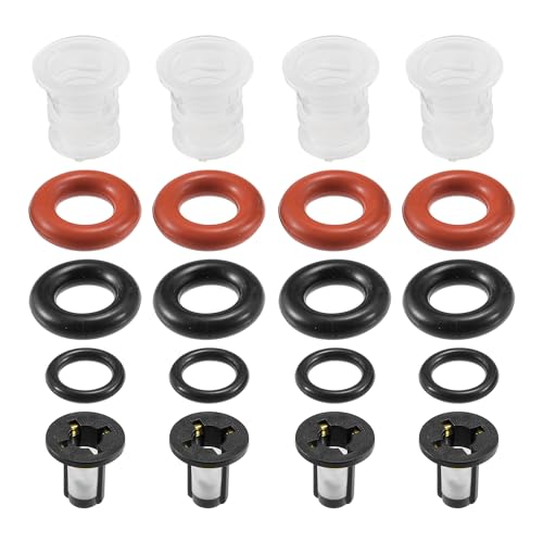 Partuto Fuel Injector Seal O Ring - Car O-Ring Rebuild Repair Kit - for Honda Civic CRV KEIHIN NBR Rubber Black - 4 Sets
