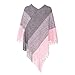 Fomolom Women Striped Poncho with Tassels Knitted Shawl Scarf Fringed Wrap Sweater Pullover Cape Pink