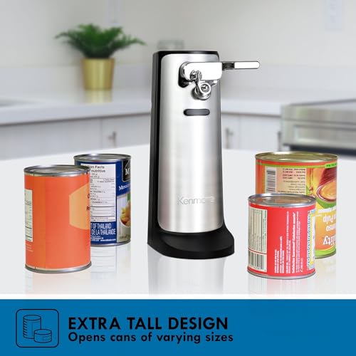 Kenmore Electric Can Opener - Arthritis-Friendly, Bottle Opener, Knife sharpener, Latas Abrelatas, Cord Storage, Automatic Countertop Appliance Stainless Steel Detachable Cutting Lever by Koolatron - Image 3